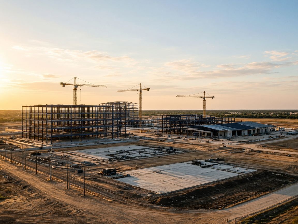 Early site work and grading on a construction site